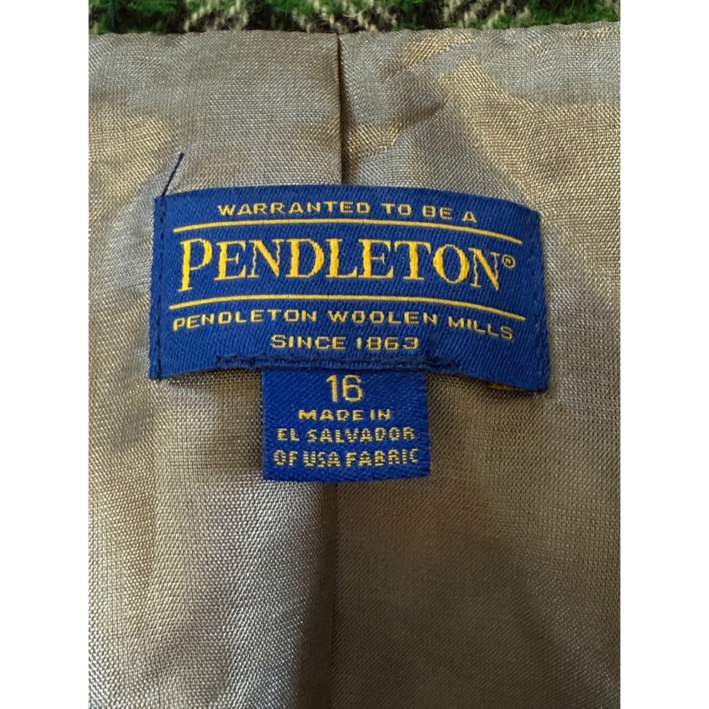 Vintage Pendleton Green Plaid Blazer Dark Academia Tartan Jacket Lambs Wool 16 - Picture 2 of 6